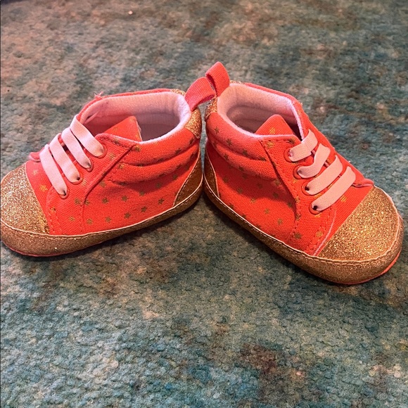 Limited Too Orange and Gold Baby Shoes - Picture 1 of 6